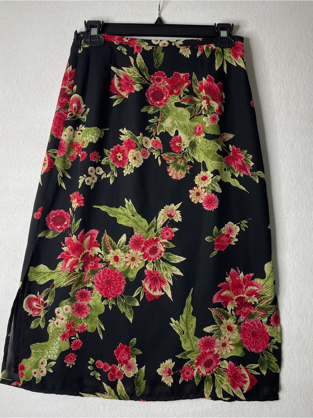 Emma James Midi Skirt Womens 4 Black Floral Print A-Line Cottagecore Boho Y2K - Picture 11 of 11